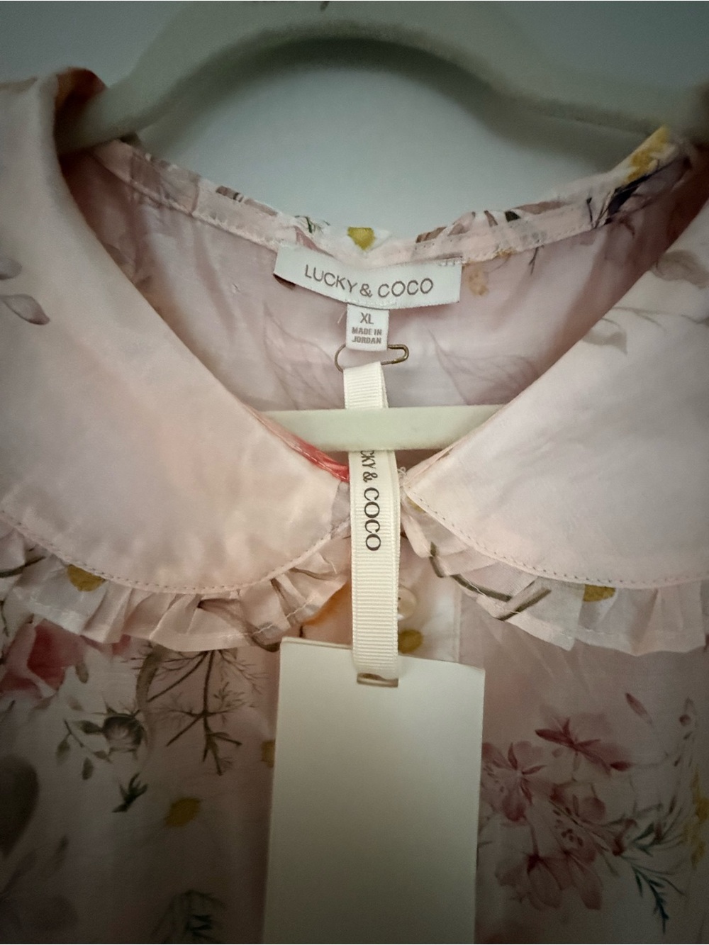 Lucky & Coco Floral Peter Pan Collar Blouse XL Cottagecore Fairy Sheer Top - Picture 7 of 8